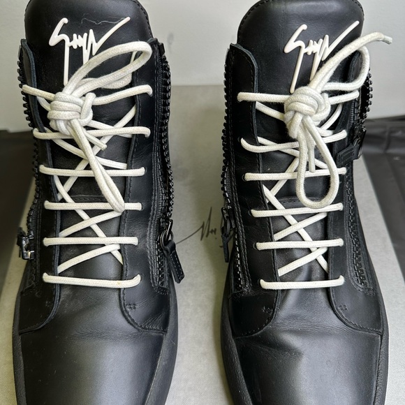 Men’s Giuseppe Zanotti Black Leather Sneakers Size 44 With Box. - Picture 12 of 13